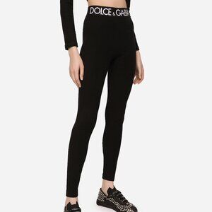 DOLCE & GABBANA Jersey Leggings with Branded Elastic - Size 40